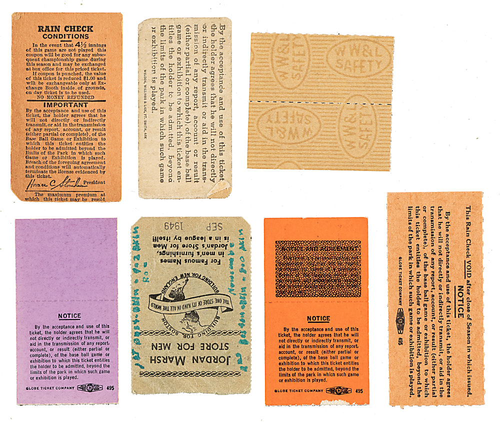 1948 and 1949 Brooklyn Dodgers Road-Game Ticket Stub Collection (7) - All Games Featuring Jackie Robinson!