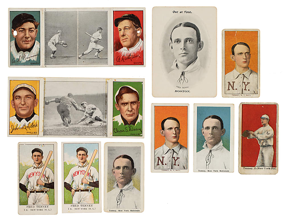 1910-Era Fred Tenney Type-Card Collection (10) Including E90-1, T206, T202, and M116