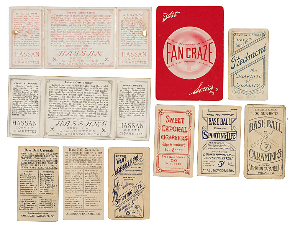 1910-Era Fred Tenney Type-Card Collection (10) Including E90-1, T206, T202, and M116