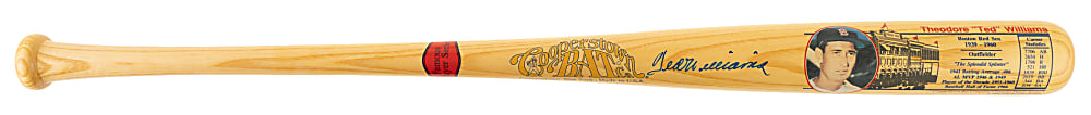 Ted Williams Signed Cooperstown Company Career Stat Bat - JSA