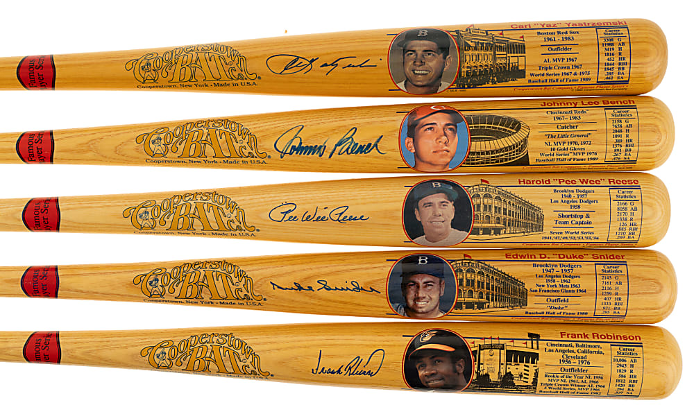 Hall of Fame Single-Signed Cooperstown Bat Collection (9) Including Duke Snider, Pee Wee Reese, and Carl Yastrzemski
