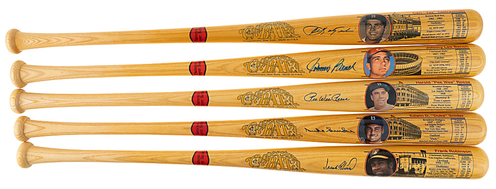 Hall of Fame Single-Signed Cooperstown Bat Collection (9) Including Duke Snider, Pee Wee Reese, and Carl Yastrzemski