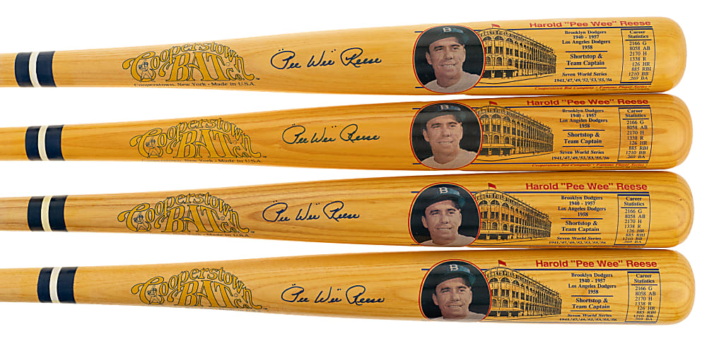 Pee Wee Reese Signed Cooperstown Bat Collection (9)