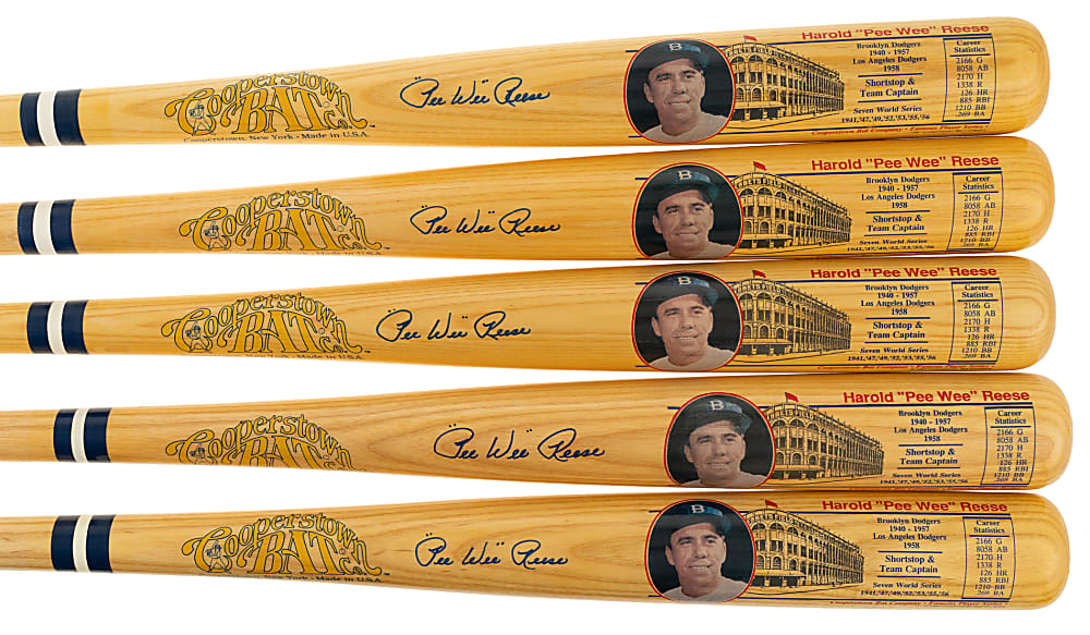 Pee Wee Reese Signed Cooperstown Bat Collection (9)