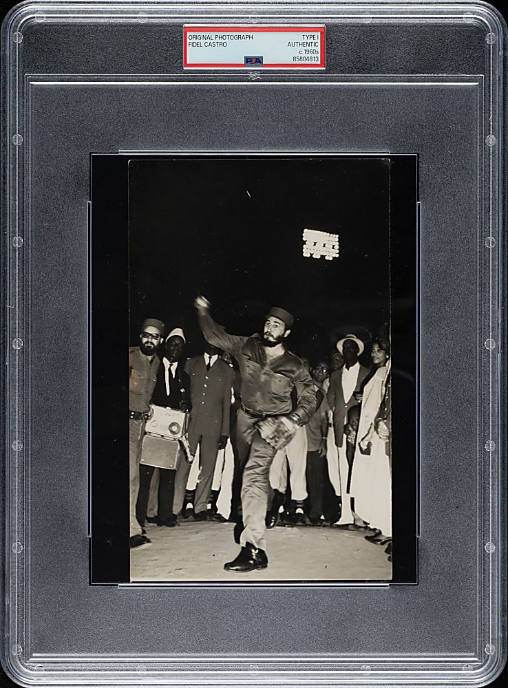 Circa 1960s Fidel Castro Throwing Baseball Original Photograph PSA/DNA Type I