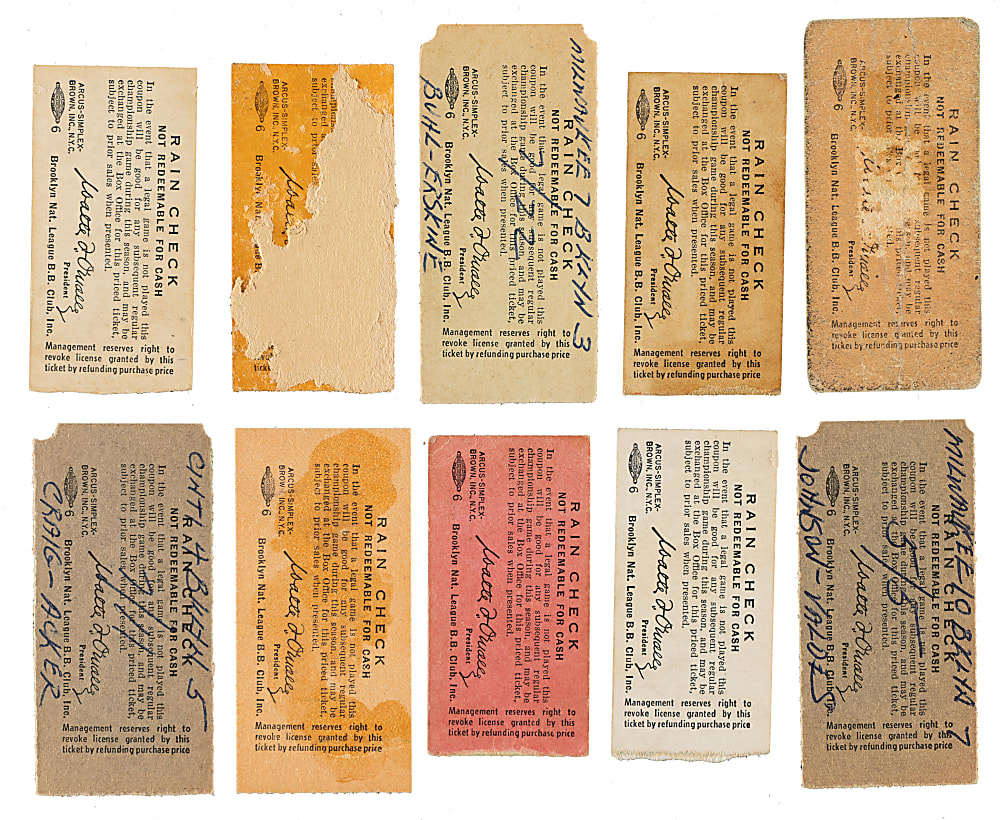 1957 Brooklyn Dodgers Ebbets Field Ticket Stub Collection (20) - Final Season in Brooklyn - Including Hank Aaron, Don Drysdale, and Stan Musial Home Runs