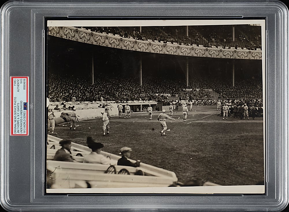 1913 World Series Philadelphia Athletics vs. New York Giants with Jim Thorpe Original Underwood & Underwood Photograph PSA/DNA Type I
