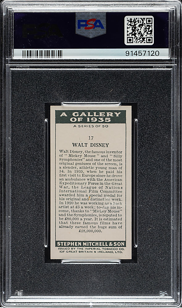 1936 Mitchell & Son "A Gallery of 1935" #17 Walt Disney PSA EX 5