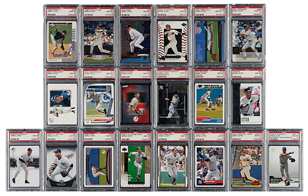 1998 to 2008 Topps, Upper Deck, and Fleer Derek Jeter PSA GEM MINT 10 Collection (24)