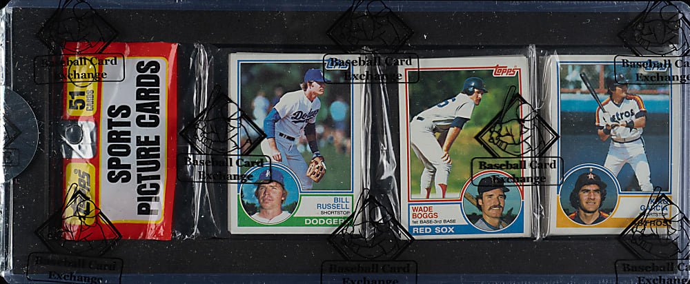 1983 Topps Unopened Rack Pack - Wade Boggs Rookie on Top - BBCE