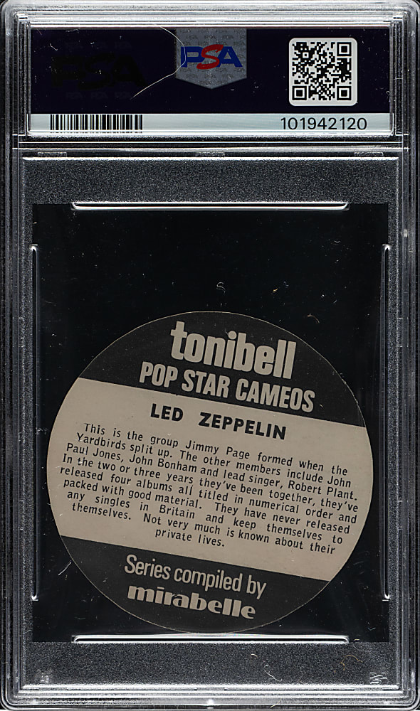 1970 Tonibell "Pop Star Cameos" Led Zeppelin PSA GEM MINT 10