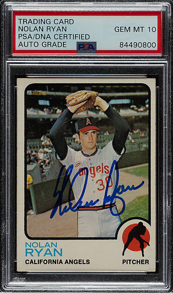 Signed 1973 Topps #220 Nolan Ryan PSA/DNA GEM MINT 10