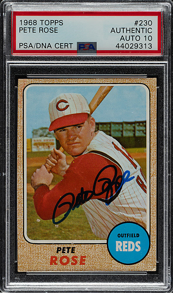 Signed 1968 Topps #230 Pete Rose PSA/DNA GEM MINT 10