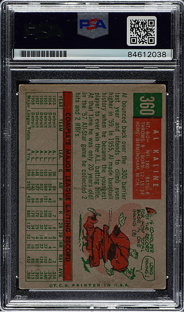 Signed 1959 Topps #360 Al Kaline PSA/DNA GEM MINT 10
