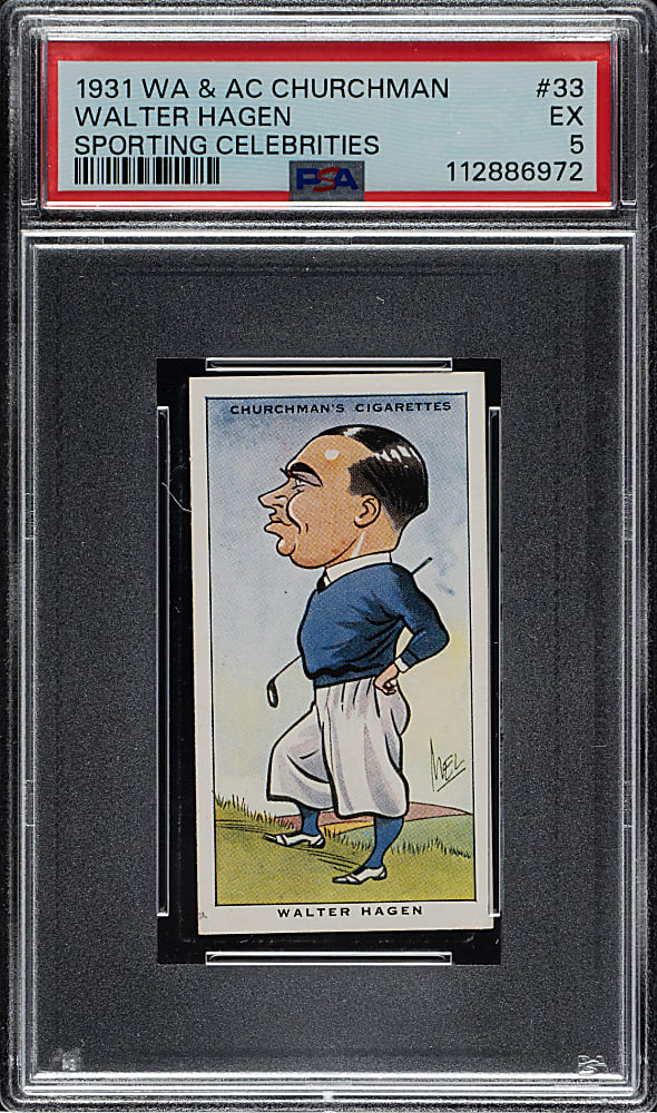 1931 W. A. & A. C. Churchman "Sporting Celebrities" #33 Walter Hagen PSA EX 5