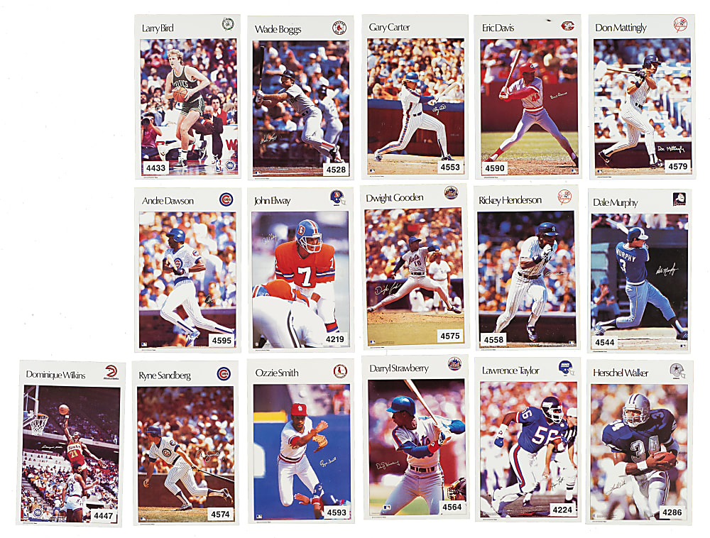 1986 Sports Illustrated Poster Test Stickers Complete Set (20) Including Michael Jordan PSA MINT 9