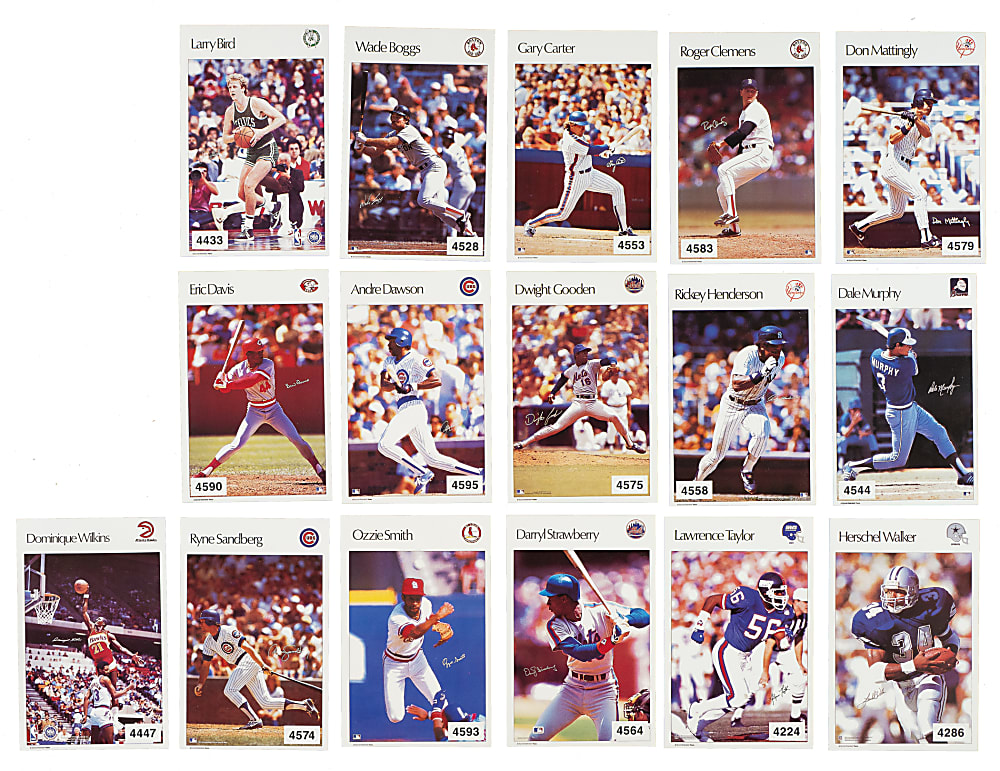 1986 Sports Illustrated Poster Test Stickers Complete Set (20) Including Michael Jordan PSA EX-MT 6
