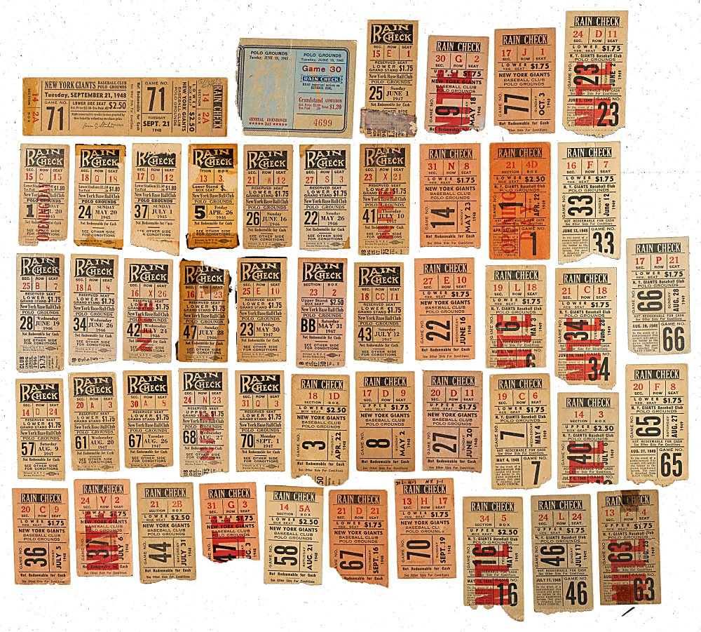 1945 to 1949 New York Giants Polo Grounds Ticket Stub Collection (48)