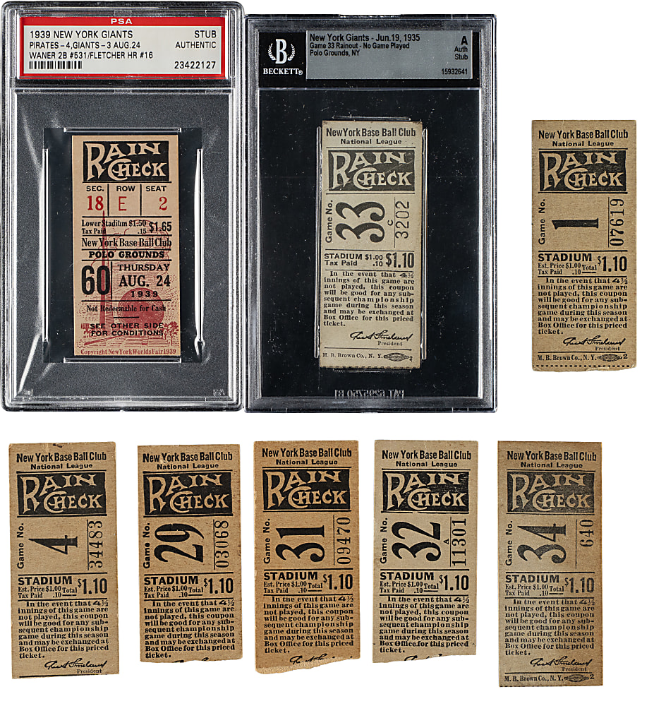 1933 to 1939 New York Giants Polo Grounds Ticket Stub Collection (38)