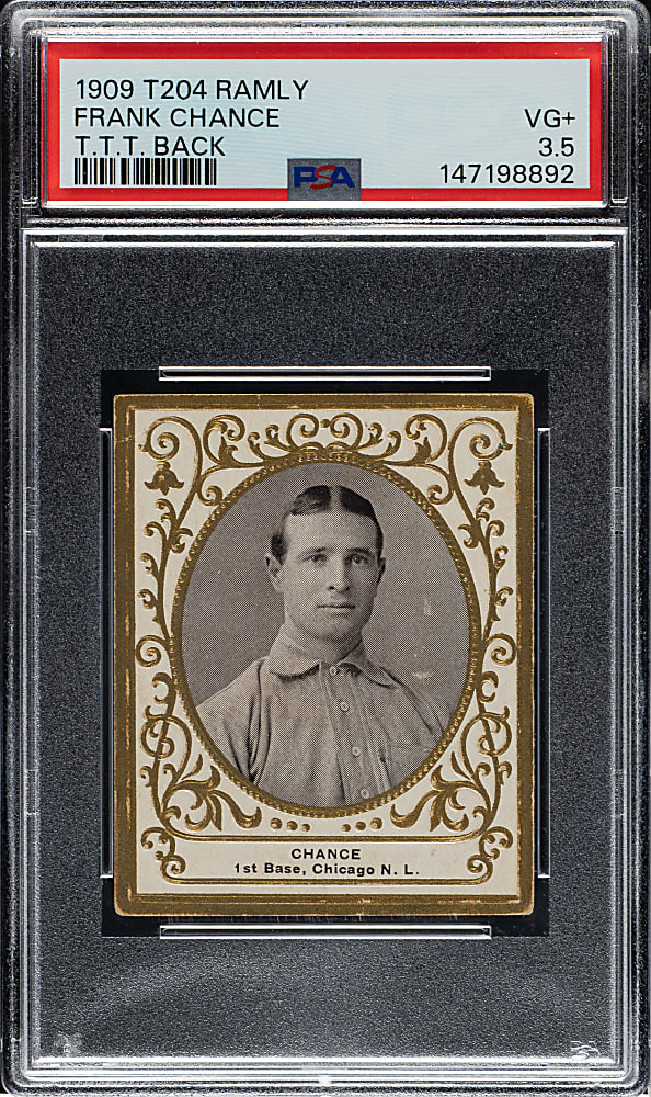 1909 T204 Ramly Tobacco Frank Chance PSA VG+ 3.5 - T.T.T. Advertisement