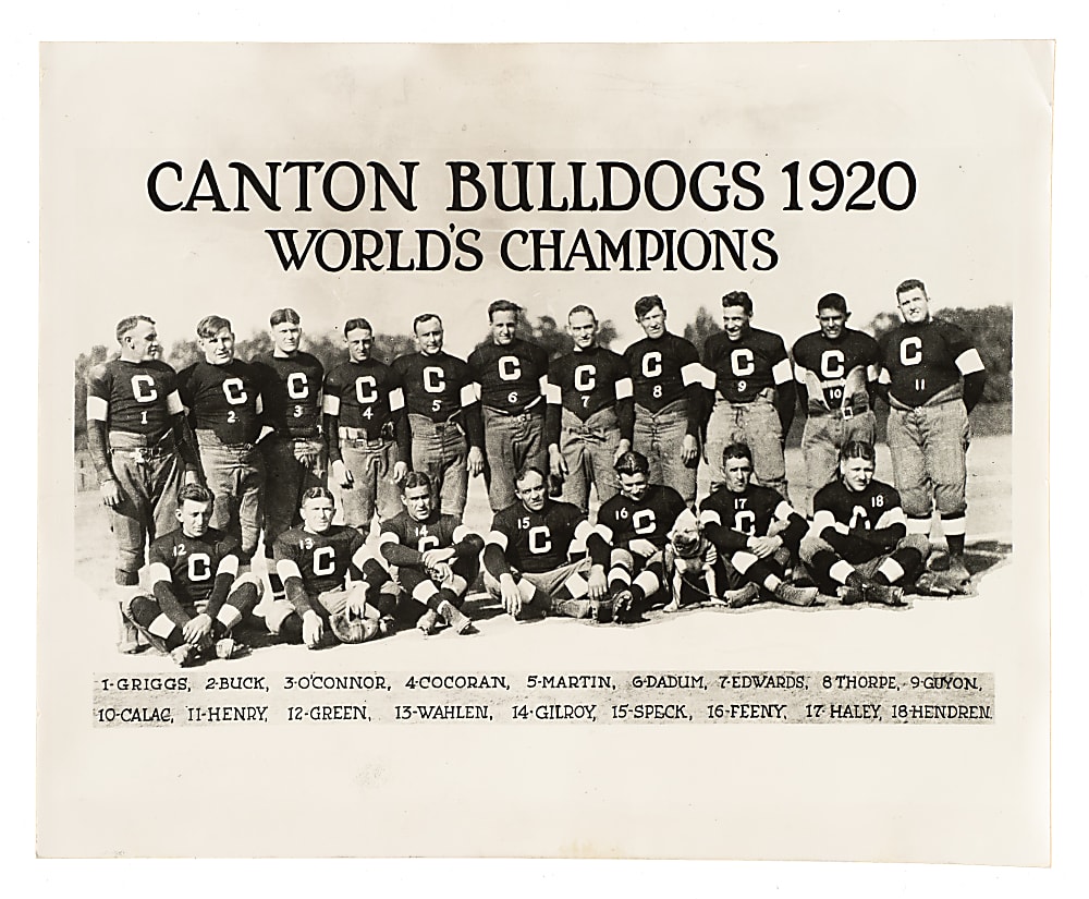 Circa 1920 Canton Bulldogs World's Champions Team Vintage Photograph with Jim Thorpe PSA/DNA Type III