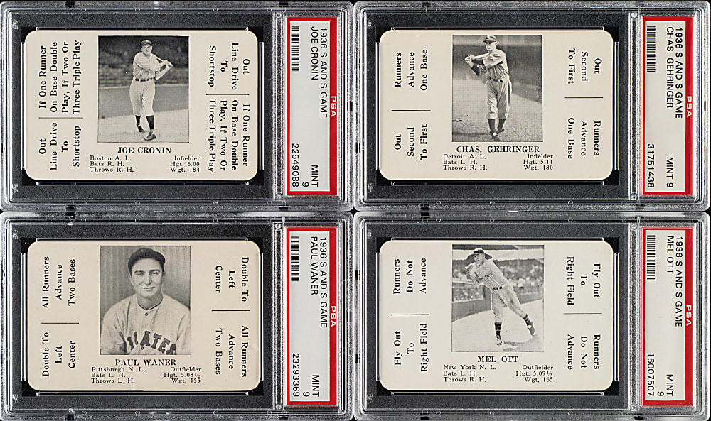 1936 S & S Game Card PSA MINT 9 Complete Set (52)