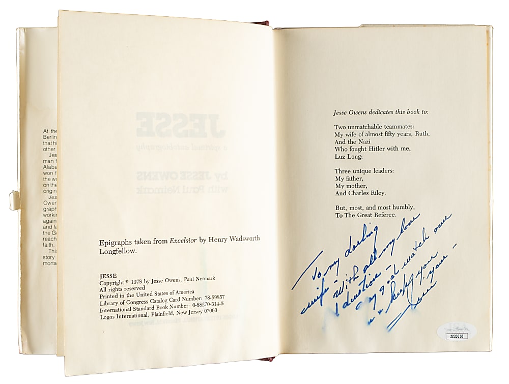 1978 Jesse Owens Signed "The Man Who Outran Hitler" Book Inscribed to His Wife - JSA