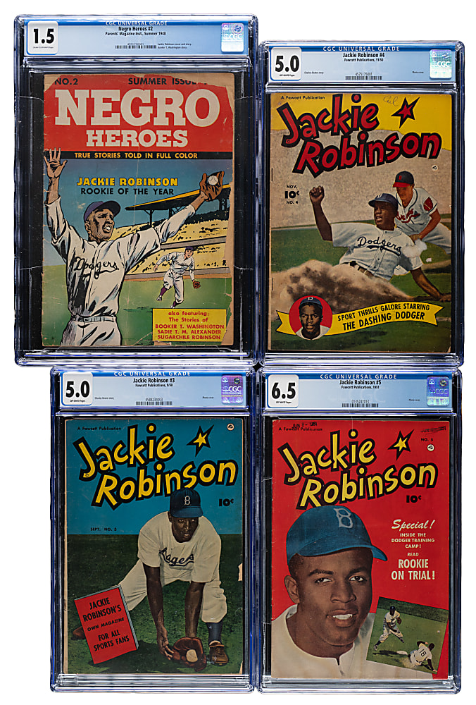 1950-1952 Jackie Robinson Comic Books CGC-Graded Complete Set Plus 1948 Negro Heroes #2 (7)