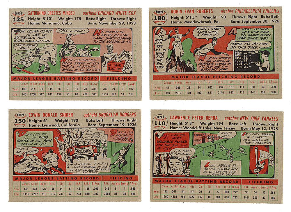 1956 Topps Collection (401) Including 39 Hall of Famers