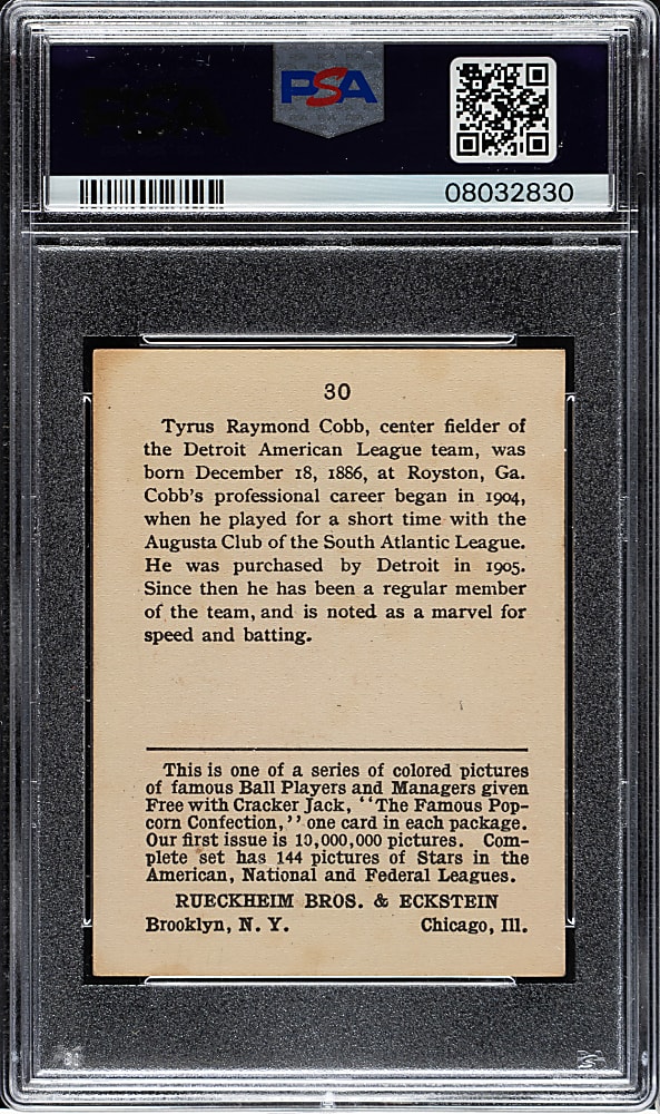 1914 E145 Cracker Jack #30 Ty Cobb PSA NM 7