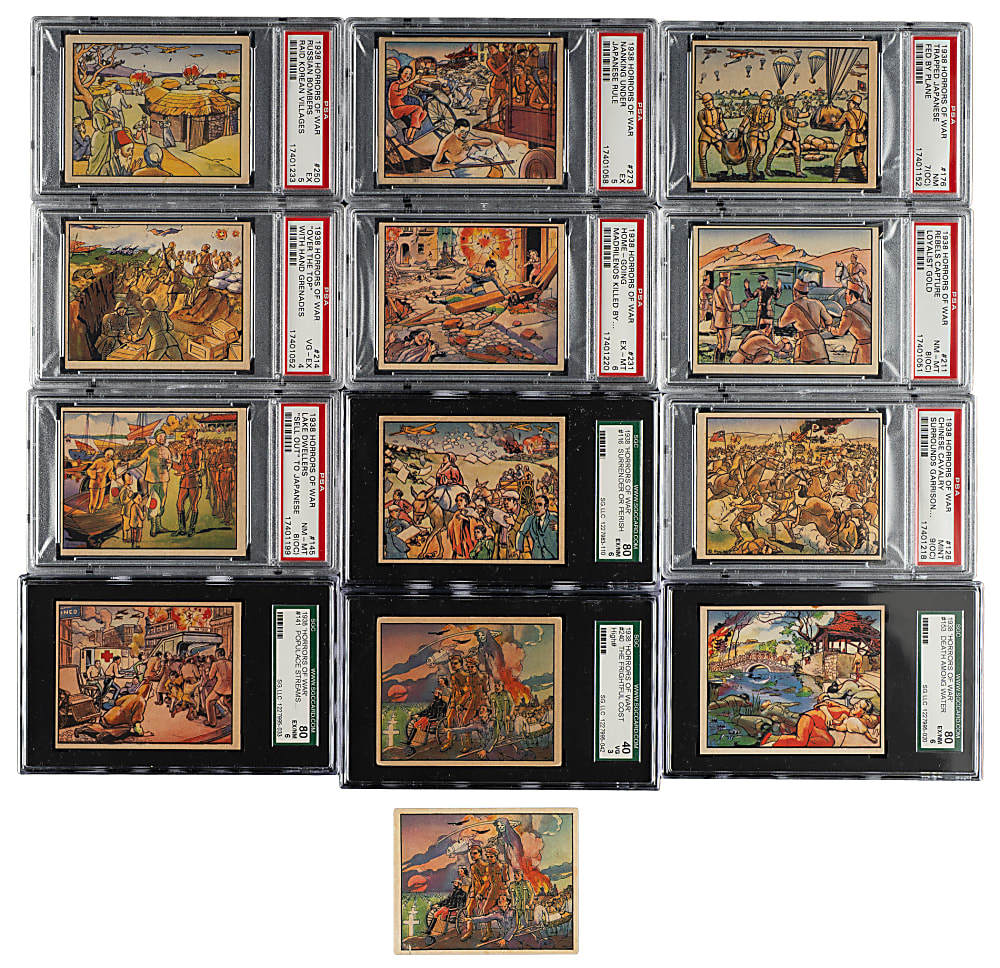 1938 R69 Gum, Inc. "Horrors of War" Partial Set (219/288) Including 16 PSA- and SGC-Graded Cards