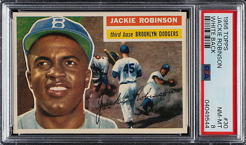 1956 Topps #30 Jackie Robinson White Back PSA NM-MT 8