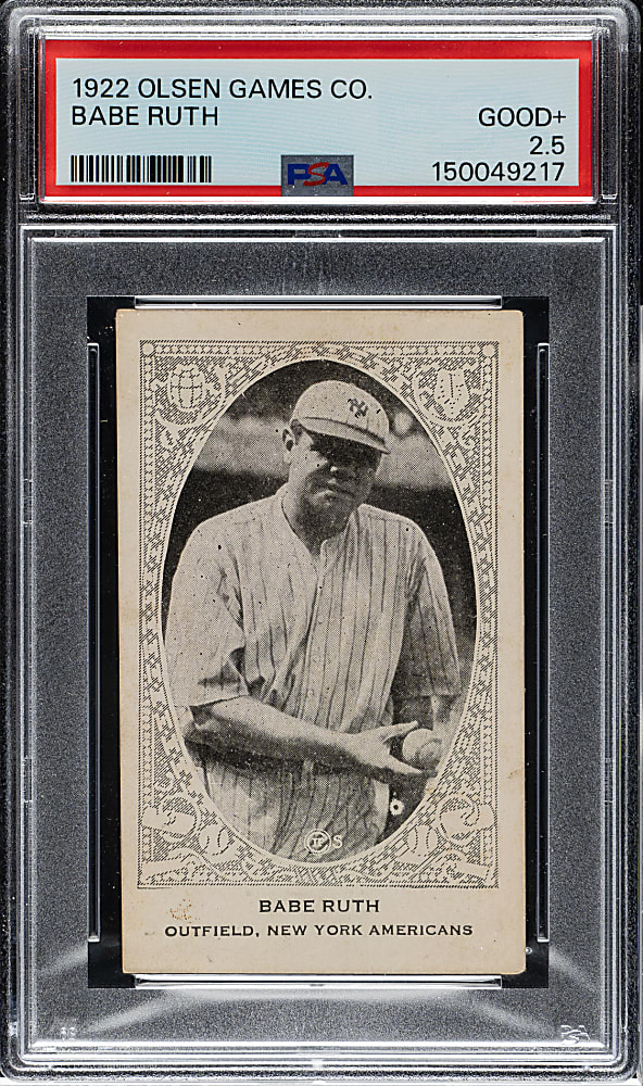 Newly Discovered 1922 Olsen Games Co. Babe Ruth PSA GOOD+ 2.5