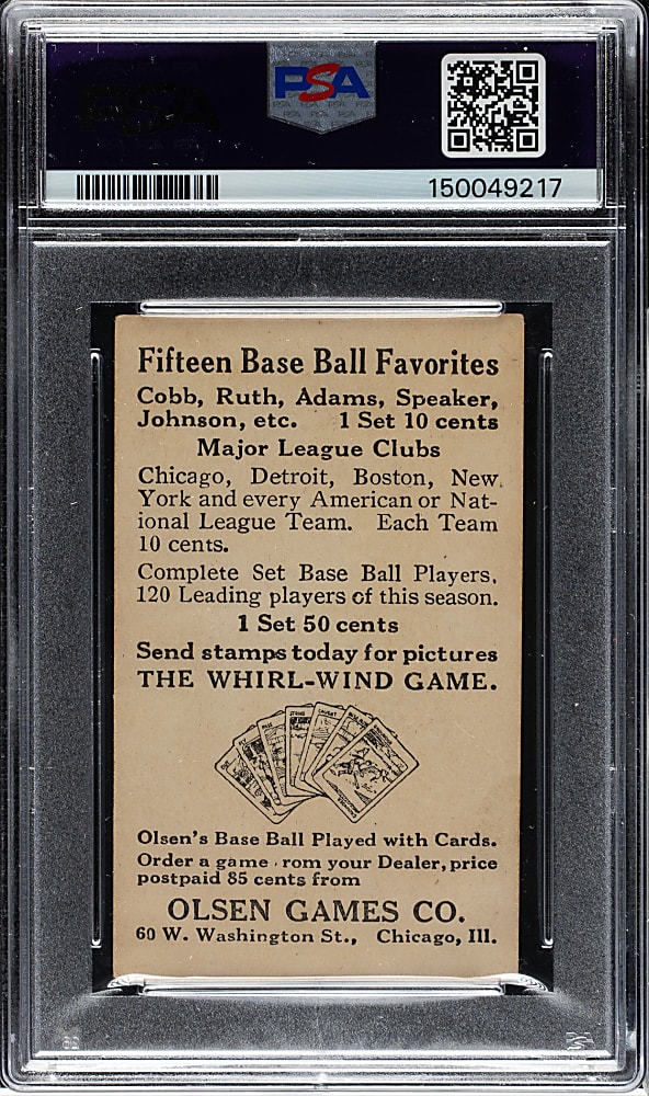 Newly Discovered 1922 Olsen Games Co. Babe Ruth PSA GOOD+ 2.5