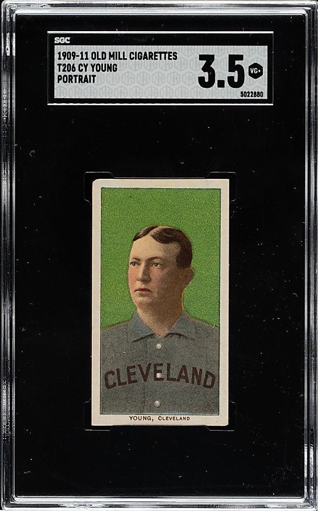 1909-1911 T206 White Border Cy Young Portrait SGC VG+ 3.5 - Old Mill Back