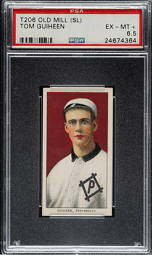 1909-1911 T206 White Border Tom Guiheen Southern Leaguer PSA EX-MT+ 6.5 - Old Mill Back