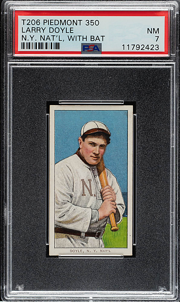 1909-1911 T206 White Border Larry Doyle with Bat PSA NM 7