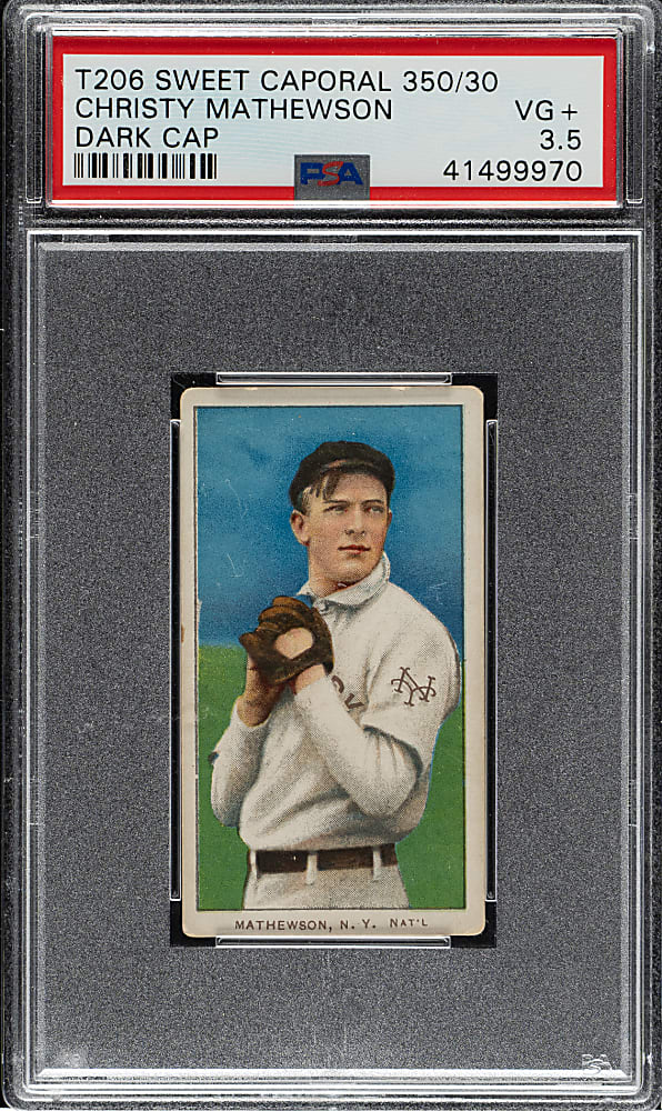 1909-1911 T206 White Border Christy Mathewson Dark Cap PSA VG+ 3.5