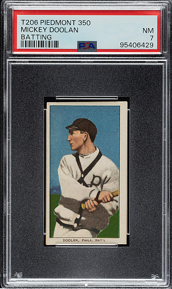 1909-1911 T206 White Border Mickey Doolan Batting PSA NM 7