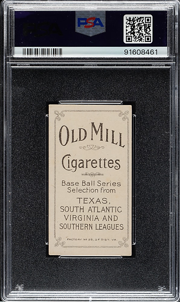 1909-1911 T206 White Border Molly Miller Southern Leaguer PSA EX+ 5.5 - Old Mill Back