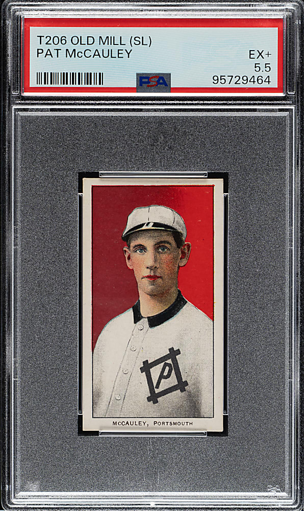 1909-1911 T206 White Border Pat McCauley Southern Leaguer PSA EX+ 5.5 - Old Mill Back