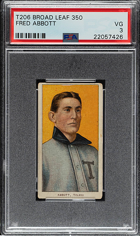 1909-1911 T206 White Border Fred Abbott PSA VG 3 -  Broad Leaf 350 Back
