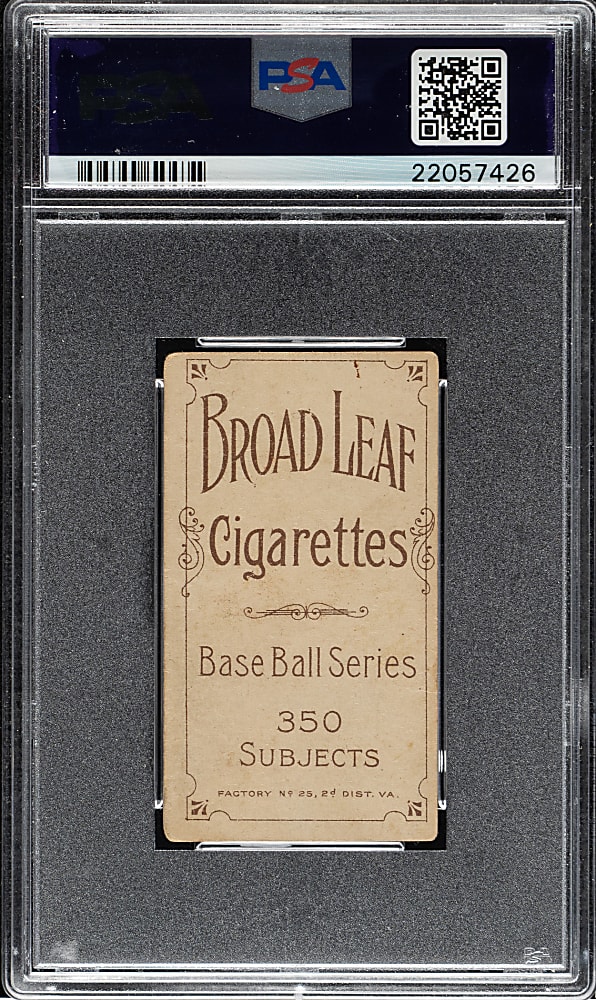 1909-1911 T206 White Border Fred Abbott PSA VG 3 -  Broad Leaf 350 Back