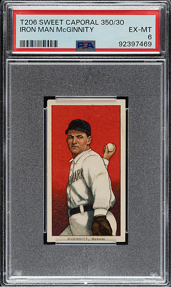 1909-1911 T206 White Border Joe "Iron Man" McGinnity PSA EX-MT 6