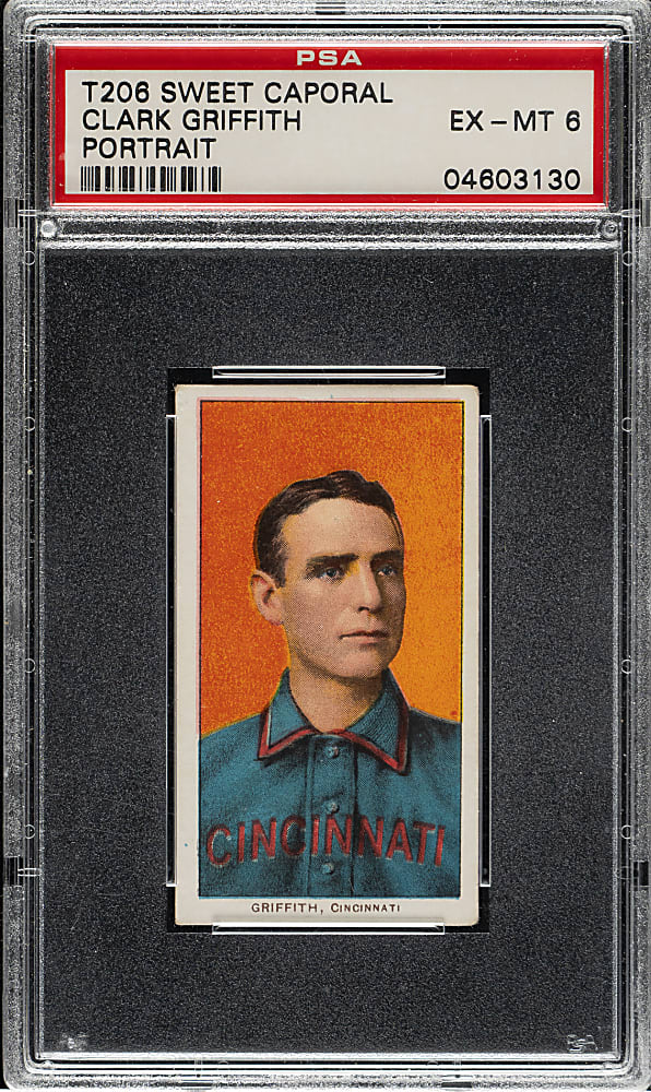 1909-1911 T206 White Border Clark Griffith Portrait PSA EX-MT 6