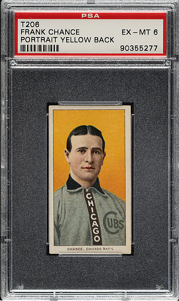 1909-1911 T206 White Border Frank Chance Portrait Yellow Background PSA EX-MT 6