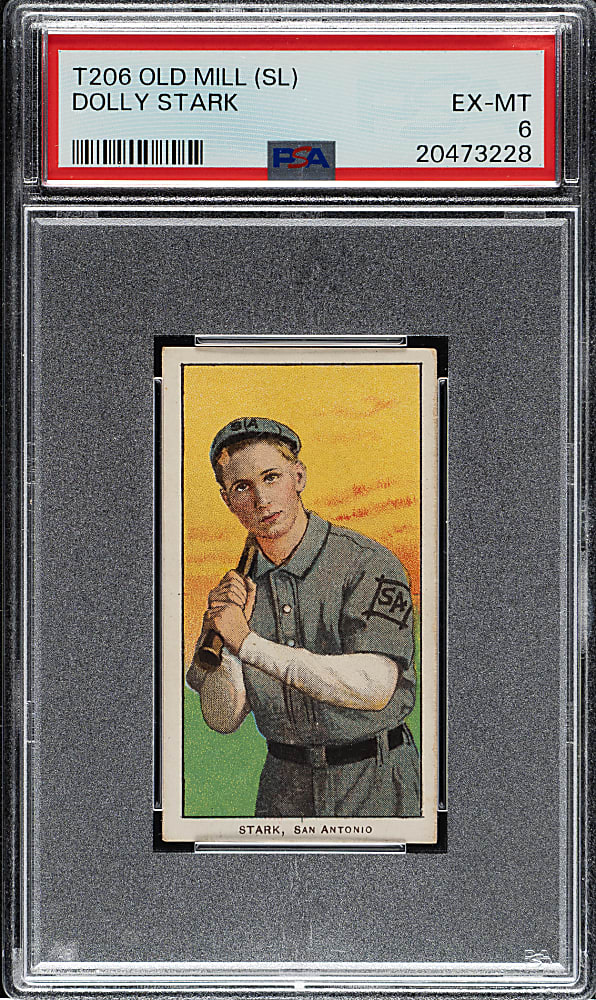 1909-1911 T206 White Border Dolly Stark Southern Leaguer PSA EX-MT 6 - Old Mill Back