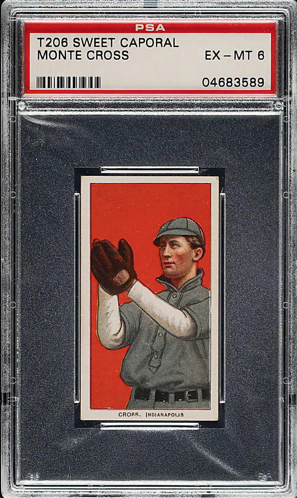 1909-1911 T206 White Border Monte Cross PSA EX-MT 6
