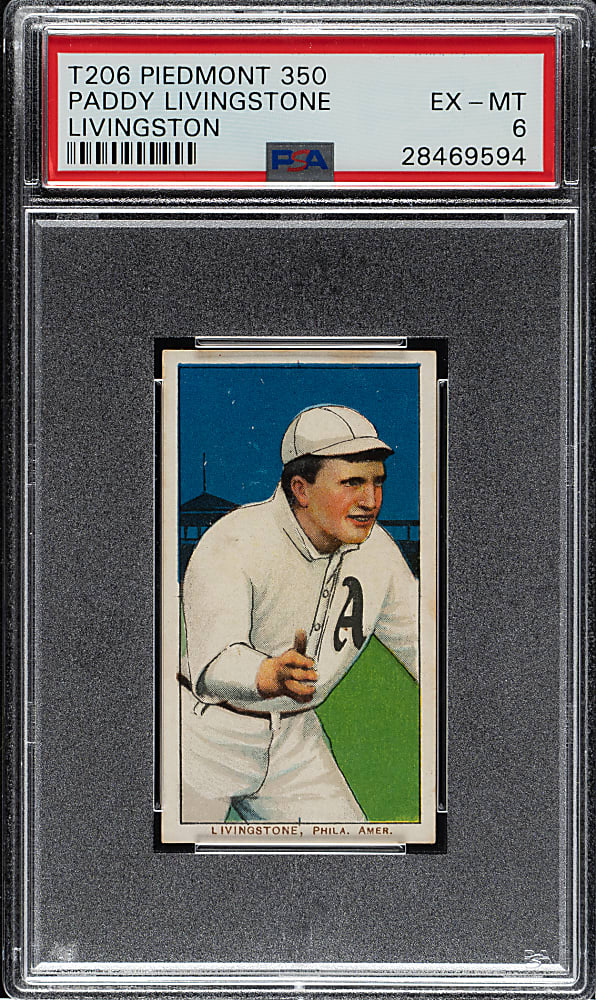 1909-1911 T206 White Border Paddy Livingstone PSA EX-MT 6