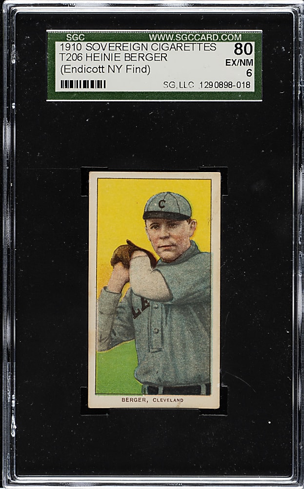 1909-1911 T206 White Border Heinie Berger SGC EX/NM 80 - Sovereign 350 Back - 1 of 1 - Highest Graded!